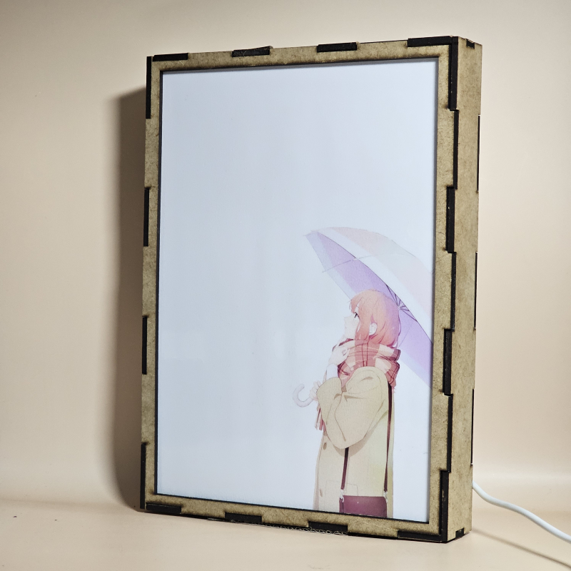 Lámpara ánime/manga  Signos de afecto  con doble imagen de la pareja Yuki Itose y Itsuomi Nagi, vista apagada, se esconde la imágen de atras.