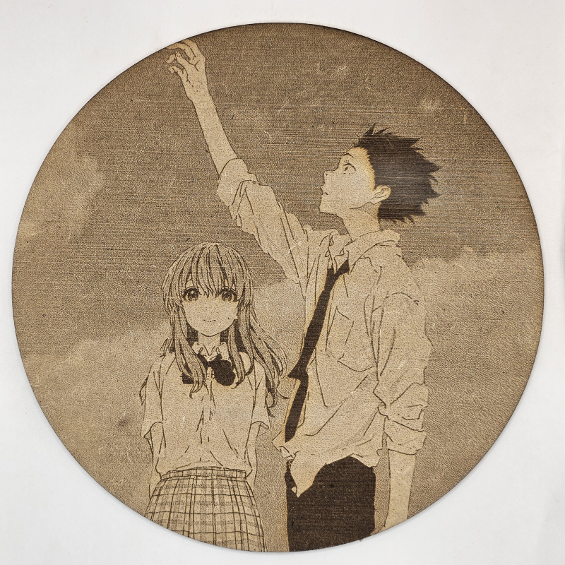 grabado laser en mdf ánime/manga, Shoya Ishida y Shouko Nishimiya, A Silent Voice , decoración otaku, decoración ánime/manga
