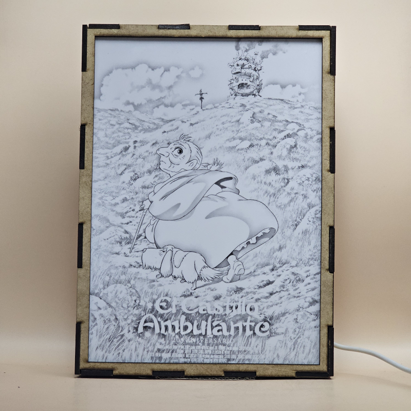 Lámpara ánime  El castillo ambulante  con doble imagen del personaje Sophie Hatter, vista apagada, se esconde la imágen de atras.