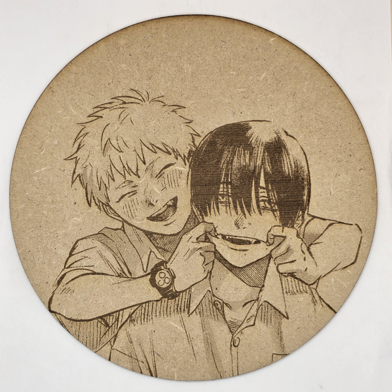 grabado laser en mdf ánime/manga, Hikaru y Tsujinaka Yoshiki, El verano en que Hikaru murió , decoración otaku, decoración ánime/manga