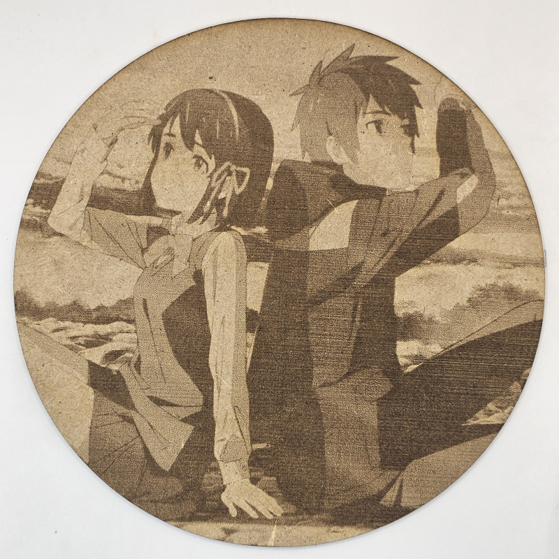 grabado laser en mdf ánime/manga, Taki Tachibana y Mitsuha Miyamizu, Your Name , decoración otaku, decoración ánime/manga
