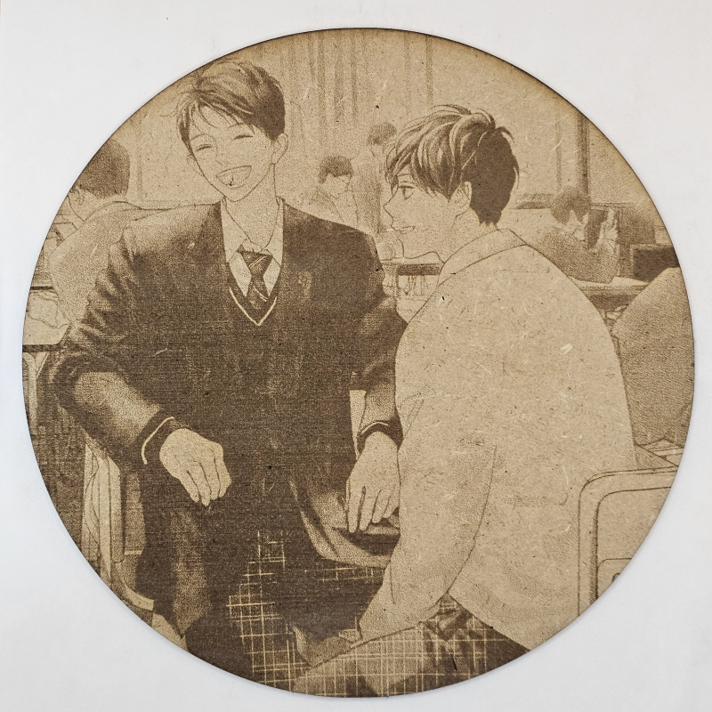 grabado laser en mdf manga, Shintaro Otani y Asagiri, Kimi no Yokogao wo Miteita , decoración otaku, decoración ánime/manga