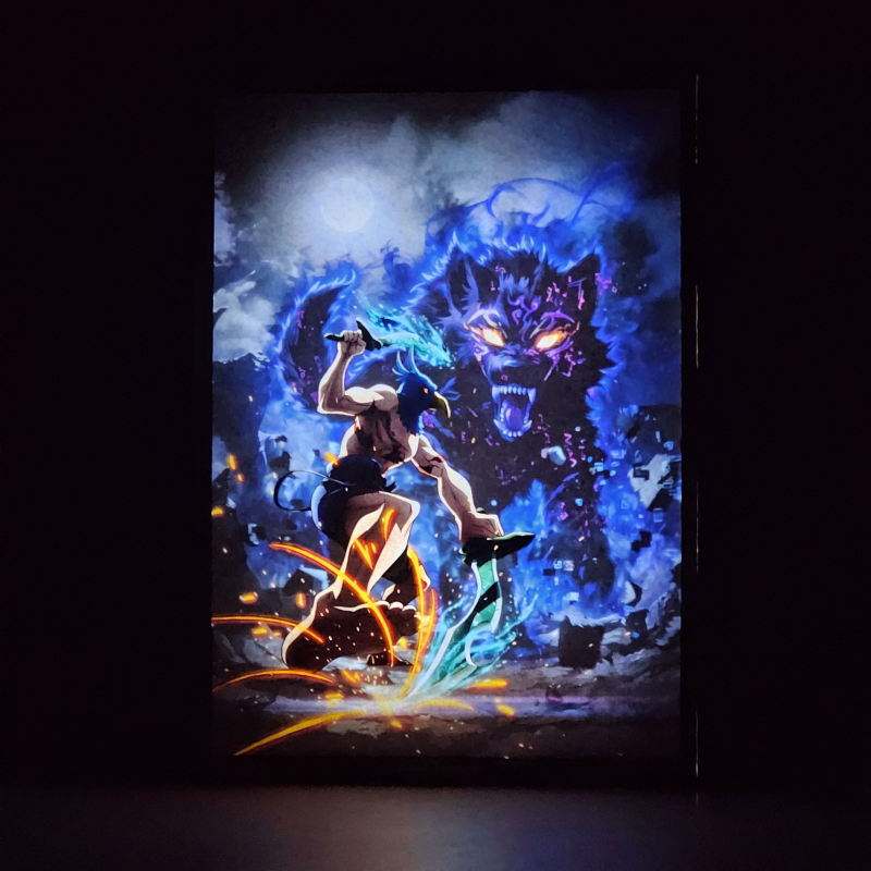 Lámpara LED de Sunraku versión 2 revelando a Lycagon al encenderse - Galeria
