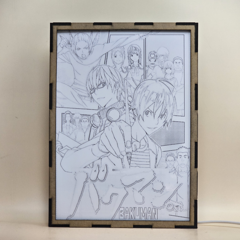 Lámpara LED de Bakuman con Moritaka Mashiro y Akito Takagi en una composición de viñetas - Galeria