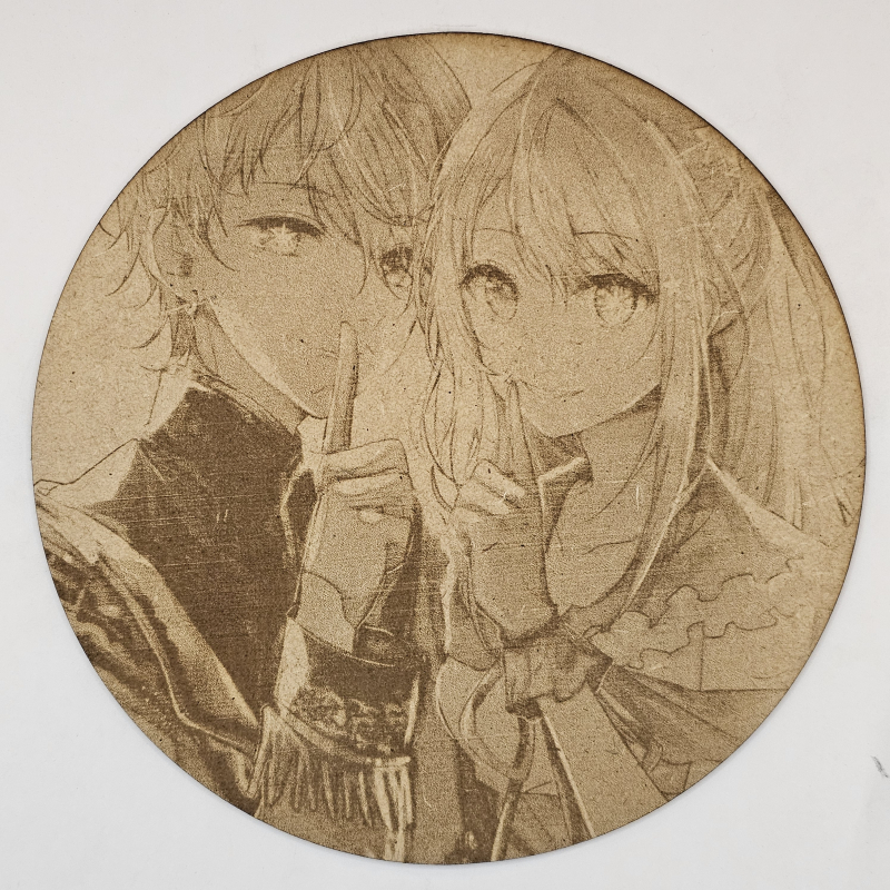 Cuadro decorativo MDF grabado láser estilo anime manga de Aquamarine Hoshino y Ruby Hoshino