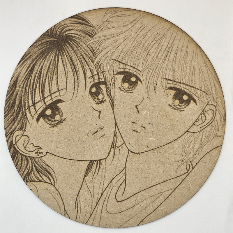 grabado laser en mdf ánime/manga, Miki Koishikawa y Yuu Matsuura, Marmalade Boy , decoración otaku, decoración ánime/manga