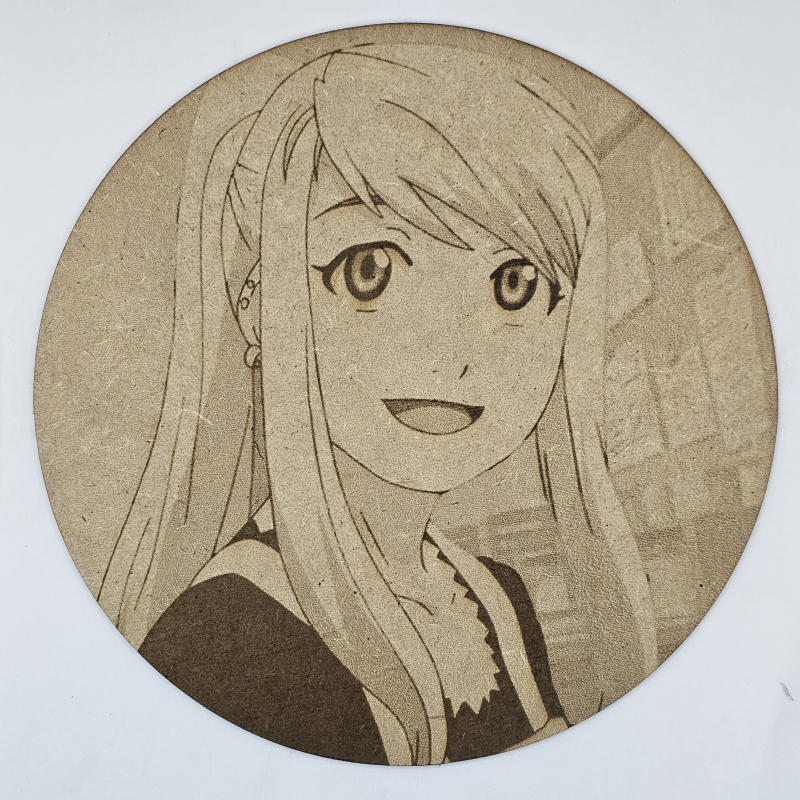 Cuadro decorativo MDF grabado láser estilo anime manga de Winry Rockbell