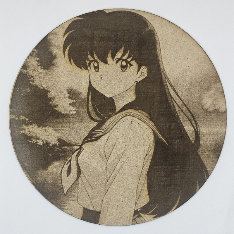 Cuadro decorativo MDF grabado láser estilo anime manga de Kagome Higurashi