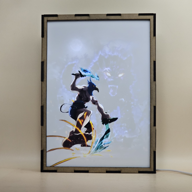 Lámpara LED de Sunraku versión 2 revelando a Lycagon al encenderse - Galeria