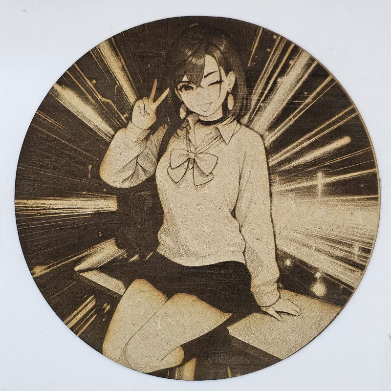 Cuadro decorativo MDF grabado láser estilo anime manga de Momo Ayase