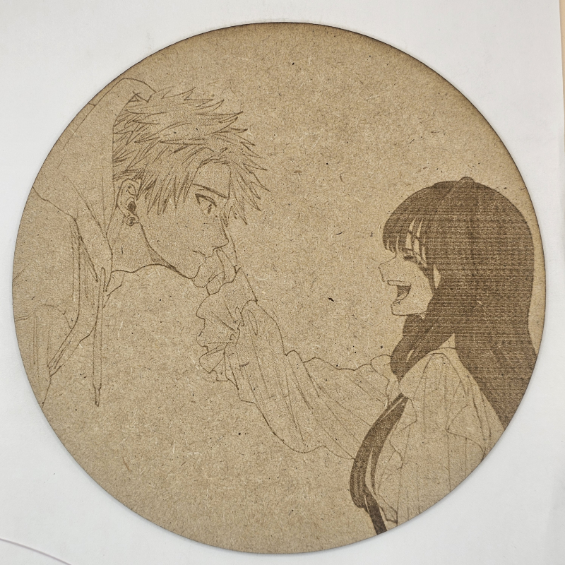 grabado laser en mdf ánime/manga, Kaoruko Waguri y Rintaro Tsumugi, Kaoru Hana wa Rin to Saku , decoración otaku, decoración ánime/manga