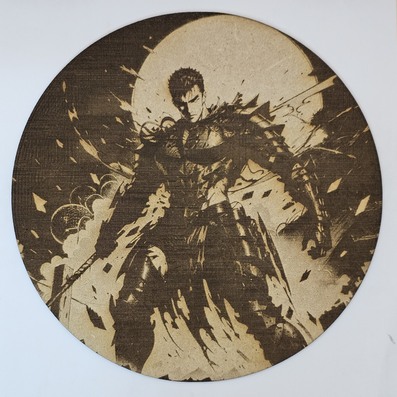 Cuadro decorativo MDF grabado láser estilo anime manga de Guts