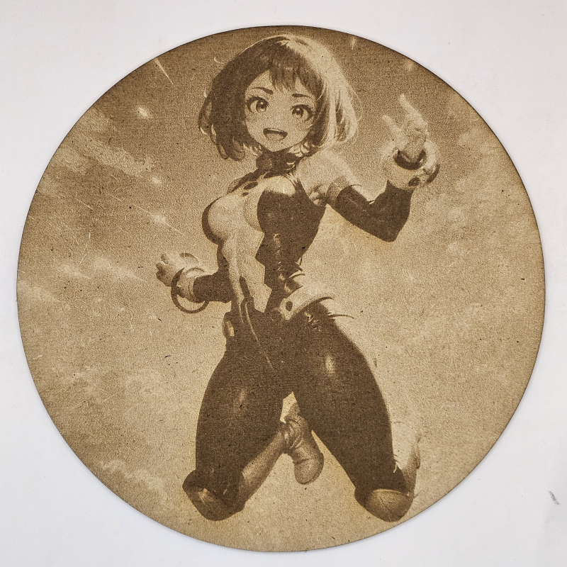 Cuadro decorativo MDF grabado láser estilo anime manga de Ochaco Uraraka