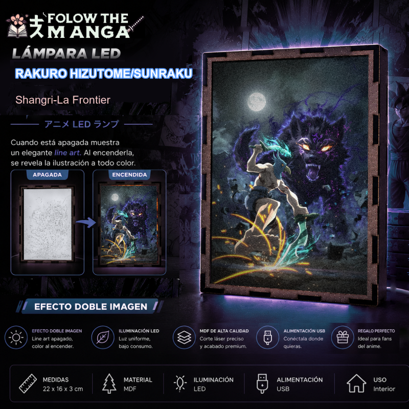 Lámpara LED de Sunraku enfrentándose a Lycagon the Nightslayer en Shangri-La Frontier