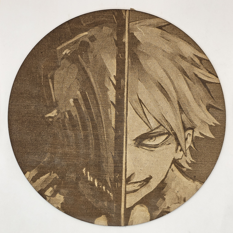 grabado laser en mdf ánime/manga, Denji, Chainsaw Man , decoración otaku, decoración ánime/manga