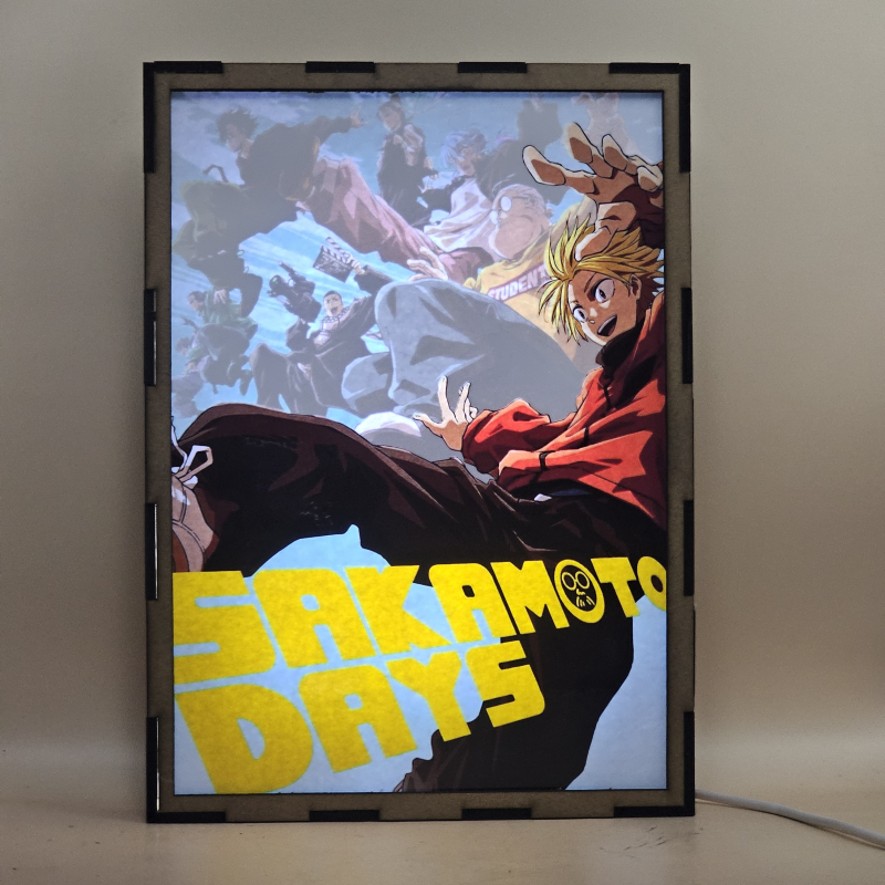 Lámpara LED de Shin Asakura con Taro Sakamoto y personajes de Sakamoto Days - Galeria
