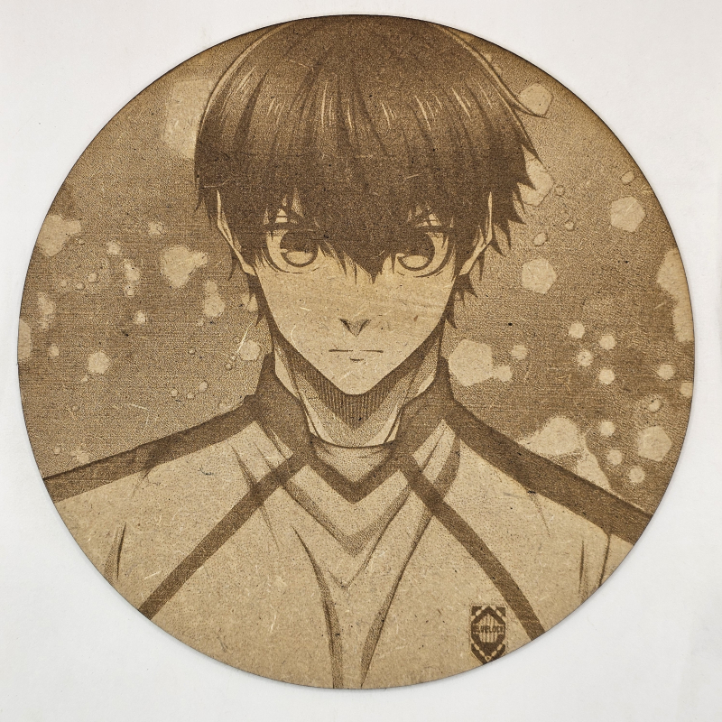 grabado laser en mdf ánime/manga, Isagi Yoichi, Blue Lock , decoración otaku, decoración ánime/manga