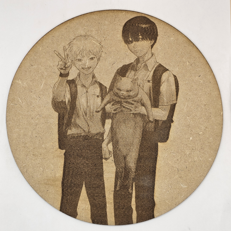 grabado laser en mdf ánime/manga, Hikaru y Tsujinaka Yoshiki, El verano en que Hikaru murió , decoración otaku, decoración ánime/manga
