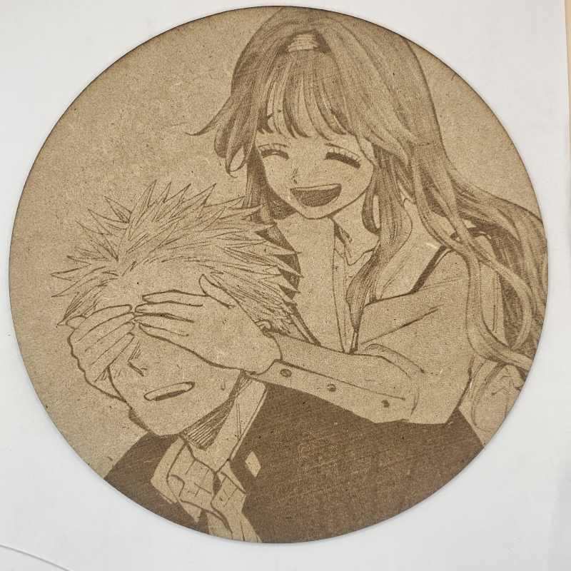 grabado laser en mdf ánime/manga, Kaoruko Waguri y Rintaro Tsumugi, Kaoru Hana wa Rin to Saku , decoración otaku, decoración ánime/manga