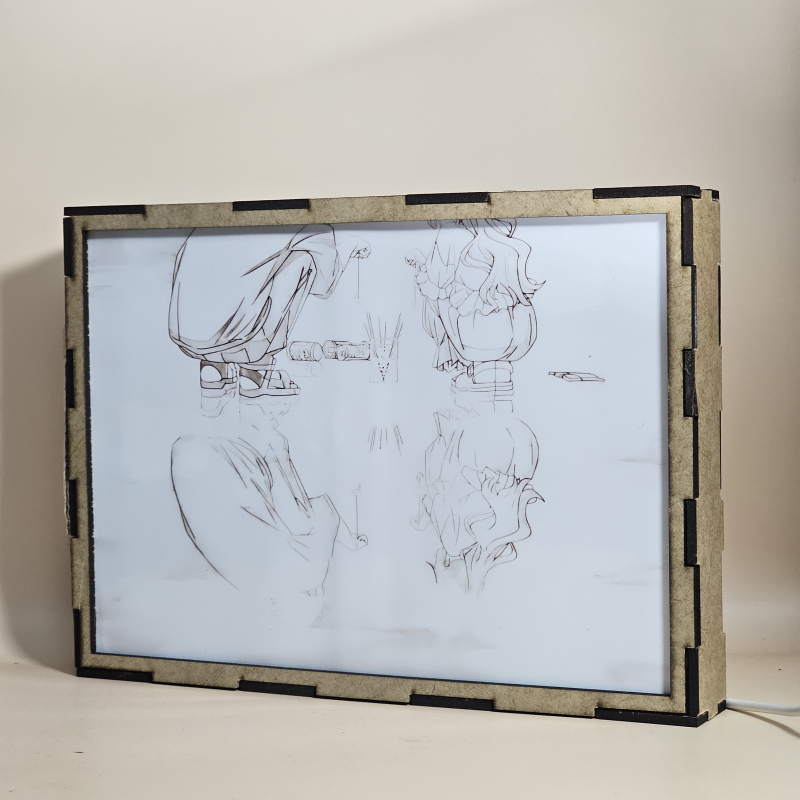 Lámpara ánime/manga  Kaoru Hana wa Rin to Saku  con doble imagen de la pareja Kaoruko Waguri y Rintaro Tsumugi, vista apagada, se esconde la imágen de atras.