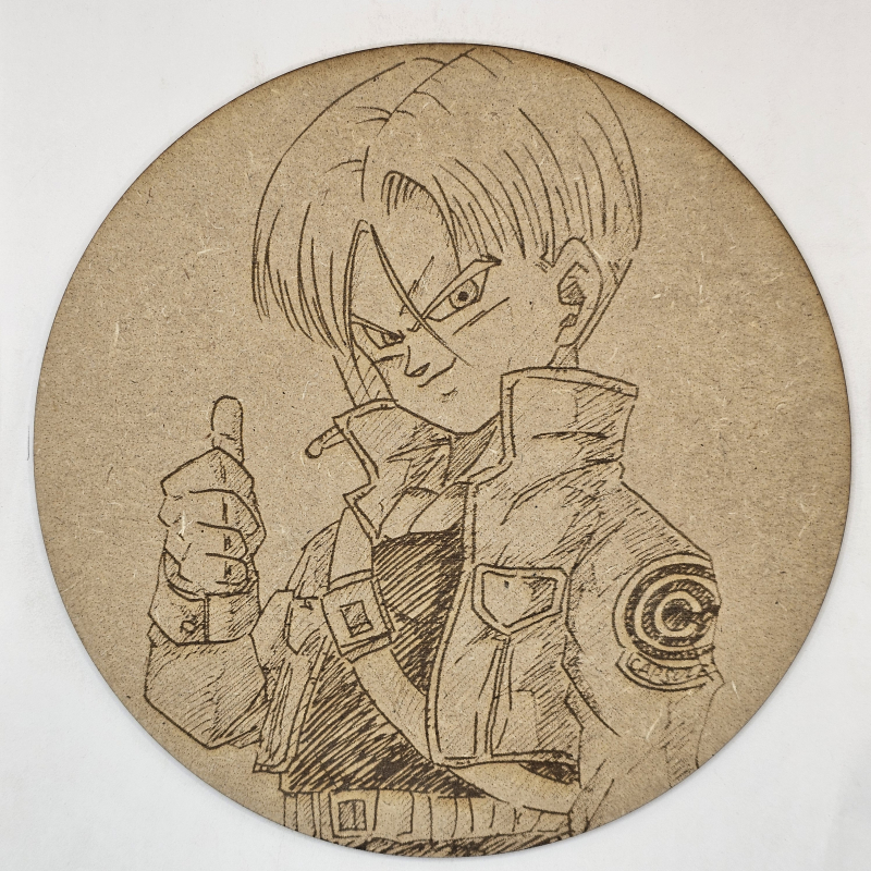 grabado laser en mdf ánime/manga, Trunks Briefs, Dragon Ball , decoración otaku, decoración ánime/manga
