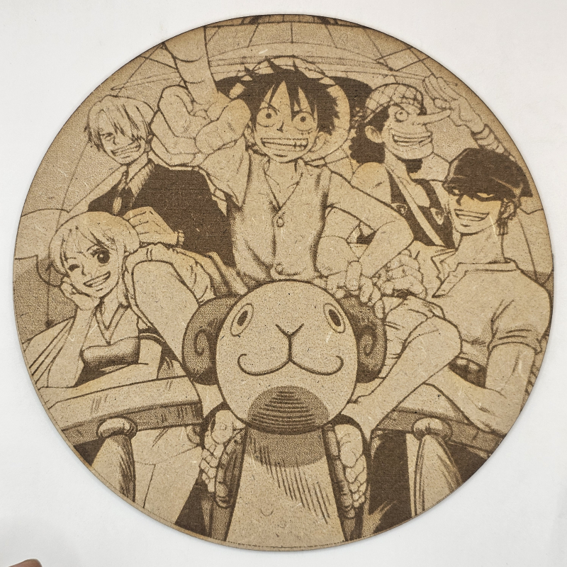 grabado laser en mdf ánime/manga, Monkey D. Luffy, Roronoa Zoro, Nami, Usopp y Vinsmoke Sanji, One Piece , decoración otaku, decoración ánime/manga