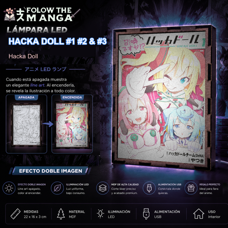 Lámpara LED de Hacka Doll The Animation con Hacka Doll #1, Hacka Doll #2 y Hacka Doll #3