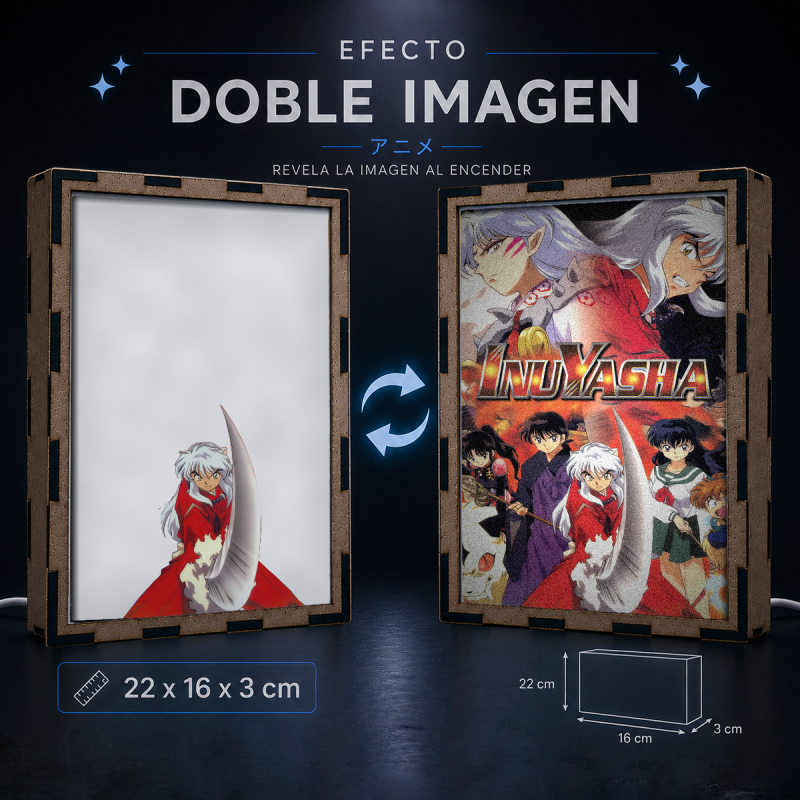 Lámpara LED de InuYasha con Kagome Higurashi, Sesshomaru, Miroku, Sango, Shippo y Kirara